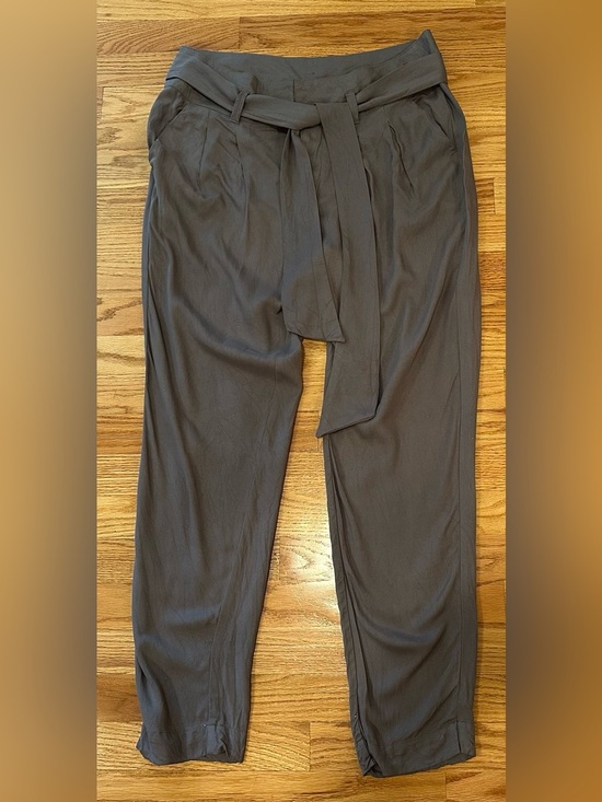 Sundance Pants - Sundance Gray 100% Rayon Tie Waist Pants Women’s Size 8 Boho Casual Tapered Leg